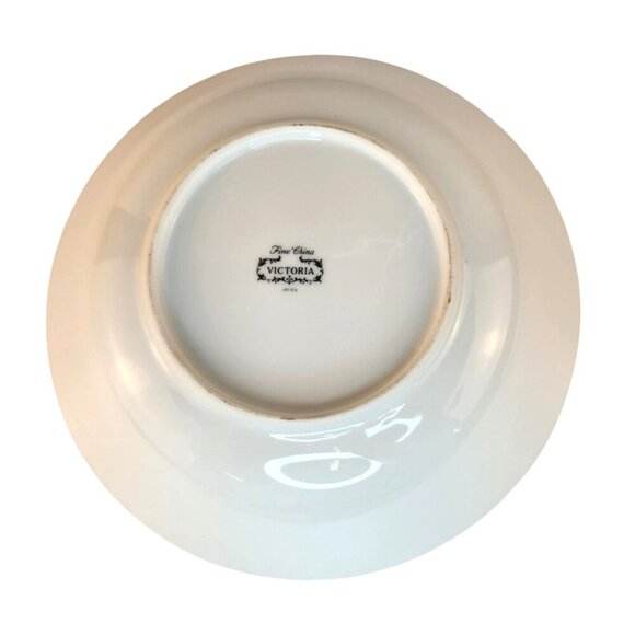 Vintage Victoria Cynasty Fine China Serving Bowl Floral & Black Trim Design 9" D - Picture 6 of 8